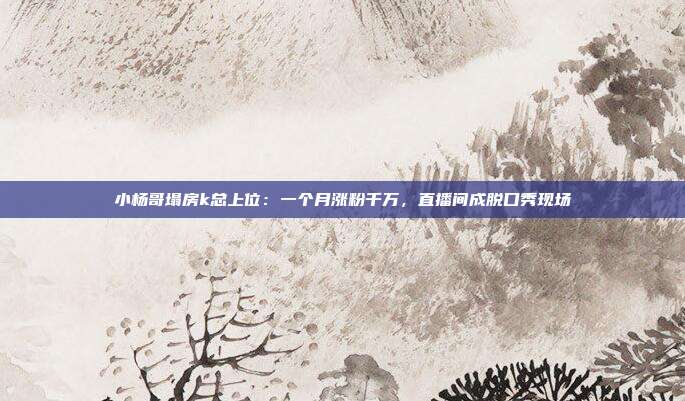 小杨哥塌房k总上位:一个月涨粉千万,直播间成脱口秀现场