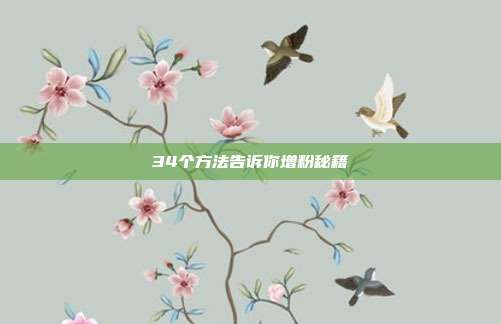 34个方法告诉你增粉秘籍