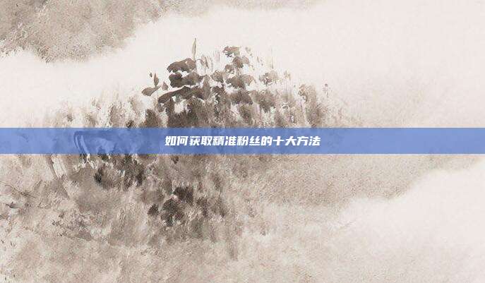 如何获取精准粉丝的十大方法
