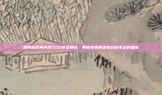 如何短时间内涨500有效粉丝：带你快速解决有效粉不足的困扰