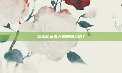 怎么能获得大量的粉丝啊？