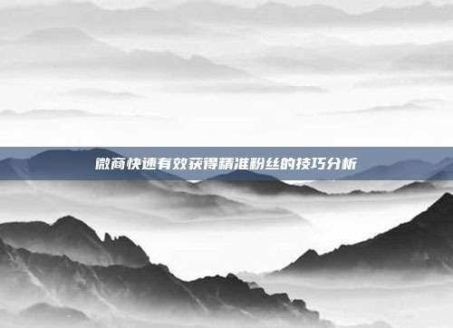 微商快速有效获得精准粉丝的技巧分析
