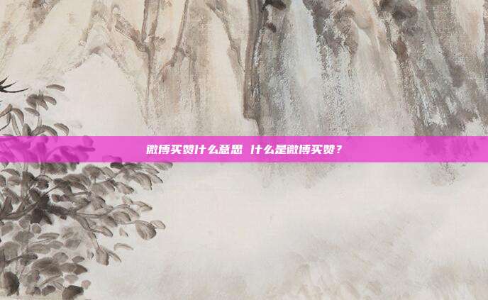 微博买赞什么意思 什么是微博买赞？