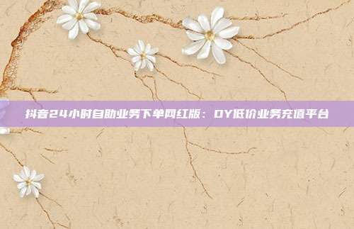 抖音24小时自助业务下单网红版：DY低价业务充值平台