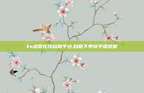 ks点赞在线自助平台,自助下单快手播放量