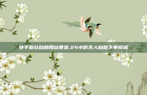 快手粉丝自助网站便宜,24小时无人自助下单商城
