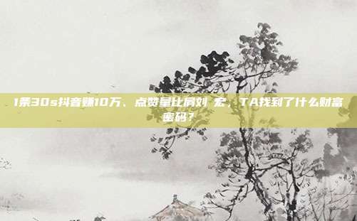 1条30s抖音赚10万、点赞量比肩刘畊宏,TA找到了什么财富密码?