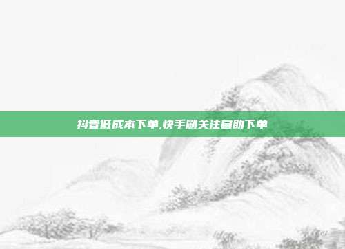 抖音低成本下单,快手刷关注自助下单