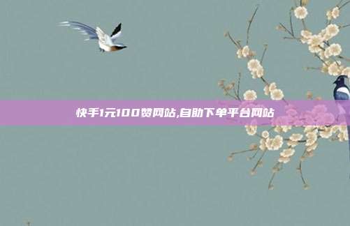 快手1元100赞网站,自助下单平台网站