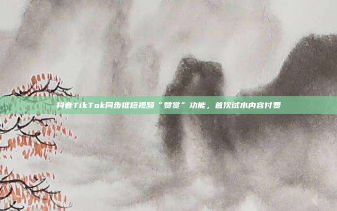 抖音TikTok同步推短视频“赞赏”功能,首次试水内容付费