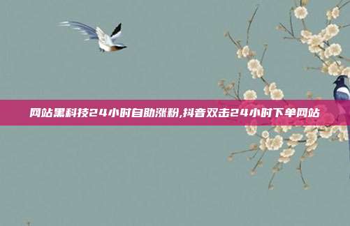 网站黑科技24小时自助涨粉,抖音双击24小时下单网站