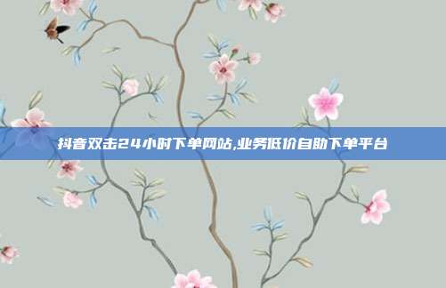 抖音双击24小时下单网站,业务低价自助下单平台
