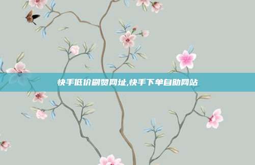 快手低价刷赞网址,快手下单自助网站