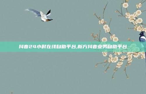 抖音24小时在线自助平台,新方抖音业务自助平台