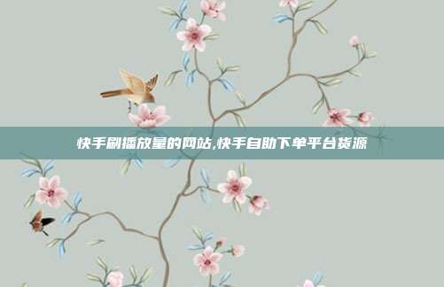 快手刷播放量的网站,快手自助下单平台货源