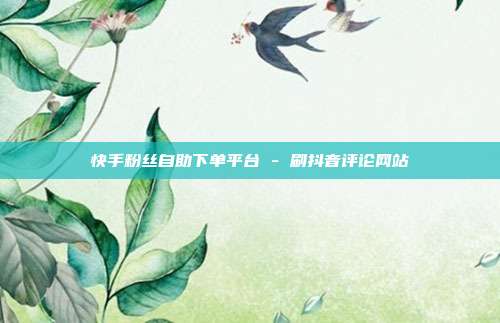 快手粉丝自助下单平台 - 刷抖音评论网站