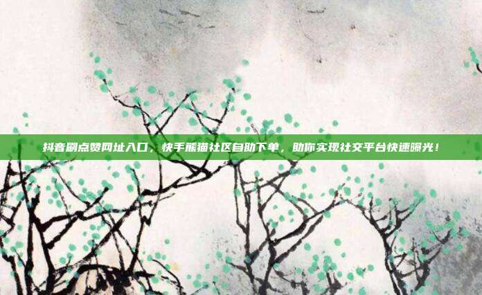 抖音刷点赞网址入口，快手熊猫社区自助下单，助你实现社交平台快速曝光！