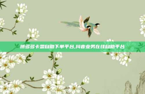 拼多多卡盟自助下单平台,抖音业务在线自助平台