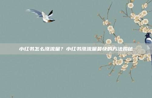 小红书怎么涨流量？小红书涨流量最快的方法揭秘