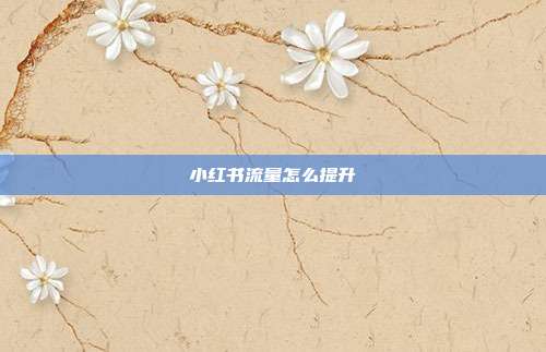 小红书流量怎么提升