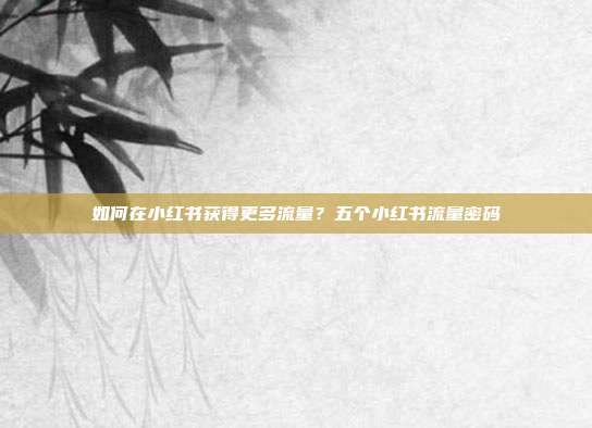 如何在小红书获得更多流量？五个小红书流量密码