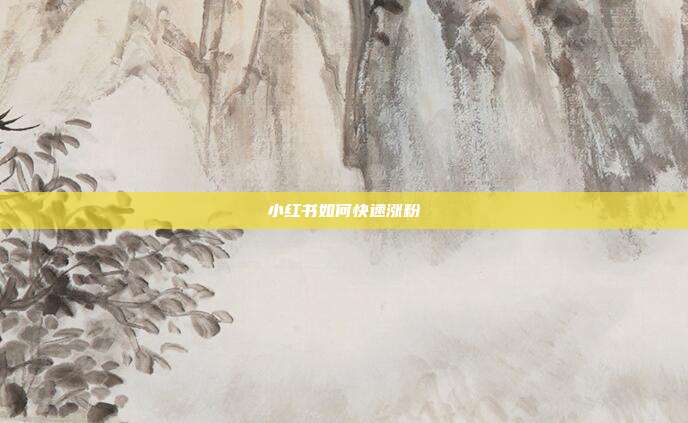 小红书如何快速涨粉