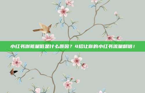 小红书浏览量低是什么原因？4招让你的小红书流量翻倍！