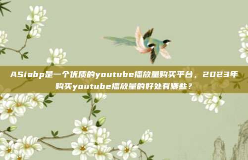 ASiabp是一个优质的youtube播放量购买平台，2023年购买youtube播放量的好处有哪些？