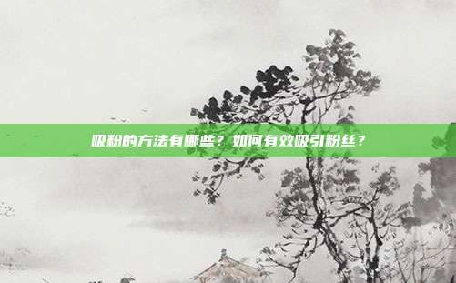 吸粉的方法有哪些？如何有效吸引粉丝？