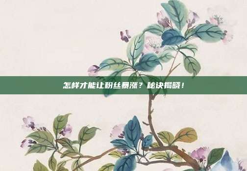 怎样才能让粉丝暴涨？秘诀揭晓！