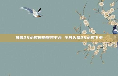 抖音24小时自助服务平台 今日头条24小时下单