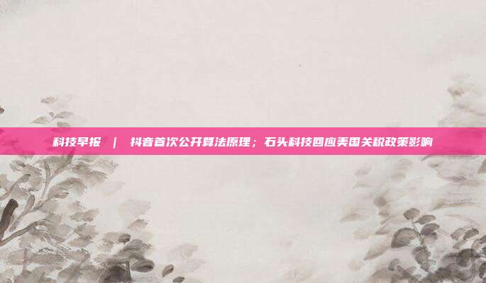 科技早报 | 抖音首次公开算法原理;石头科技回应美国关税政策影响