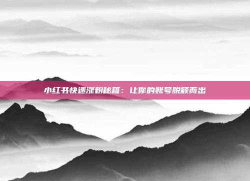 小红书快速涨粉秘籍：让你的账号脱颖而出