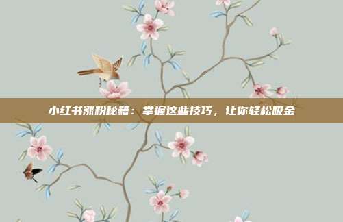 小红书涨粉秘籍：掌握这些技巧，让你轻松吸金