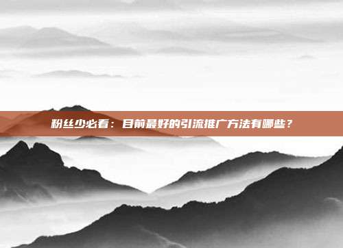 粉丝少必看：目前最好的引流推广方法有哪些？