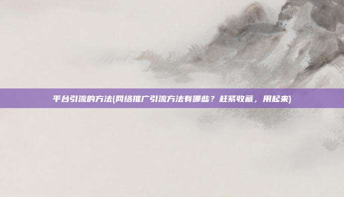 平台引流的方法(网络推广引流方法有哪些?赶紧收藏,用起来)