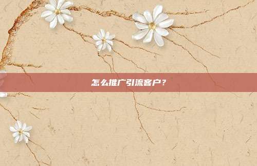 怎么推广引流客户?