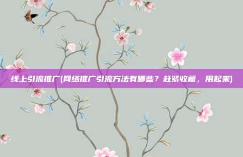 线上引流推广(网络推广引流方法有哪些？赶紧收藏，用起来)