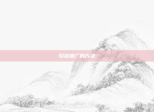引流推广的方法