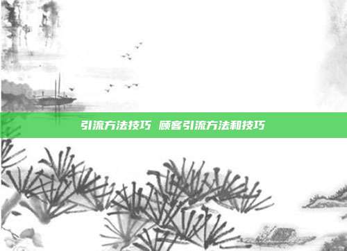 引流方法技巧 顾客引流方法和技巧