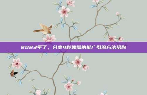 2023年了,分享4种靠谱的推广引流方法给你