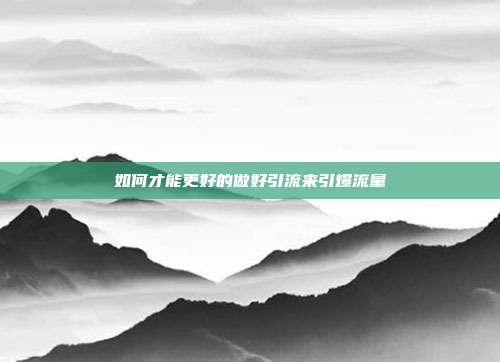如何才能更好的做好引流来引爆流量