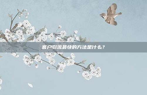 客户引流最快的方法是什么?