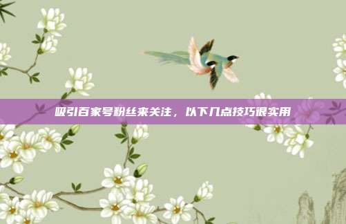 吸引百家号粉丝来关注,以下几点技巧很实用
