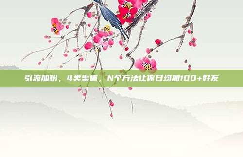 引流加粉，4类渠道，N个方法让你日均加100+好友