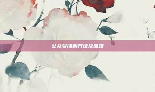 公众号涨粉方法及思路