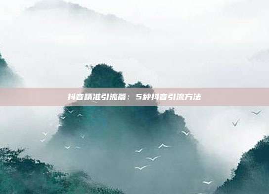 抖音精准引流篇：5种抖音引流方法