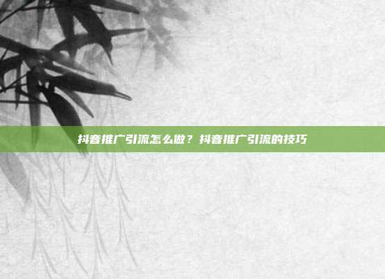 抖音推广引流怎么做？抖音推广引流的技巧