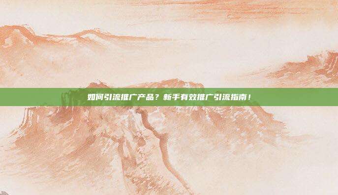 如何引流推广产品?新手有效推广引流指南!