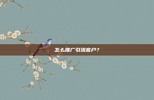 怎么推广引流客户?